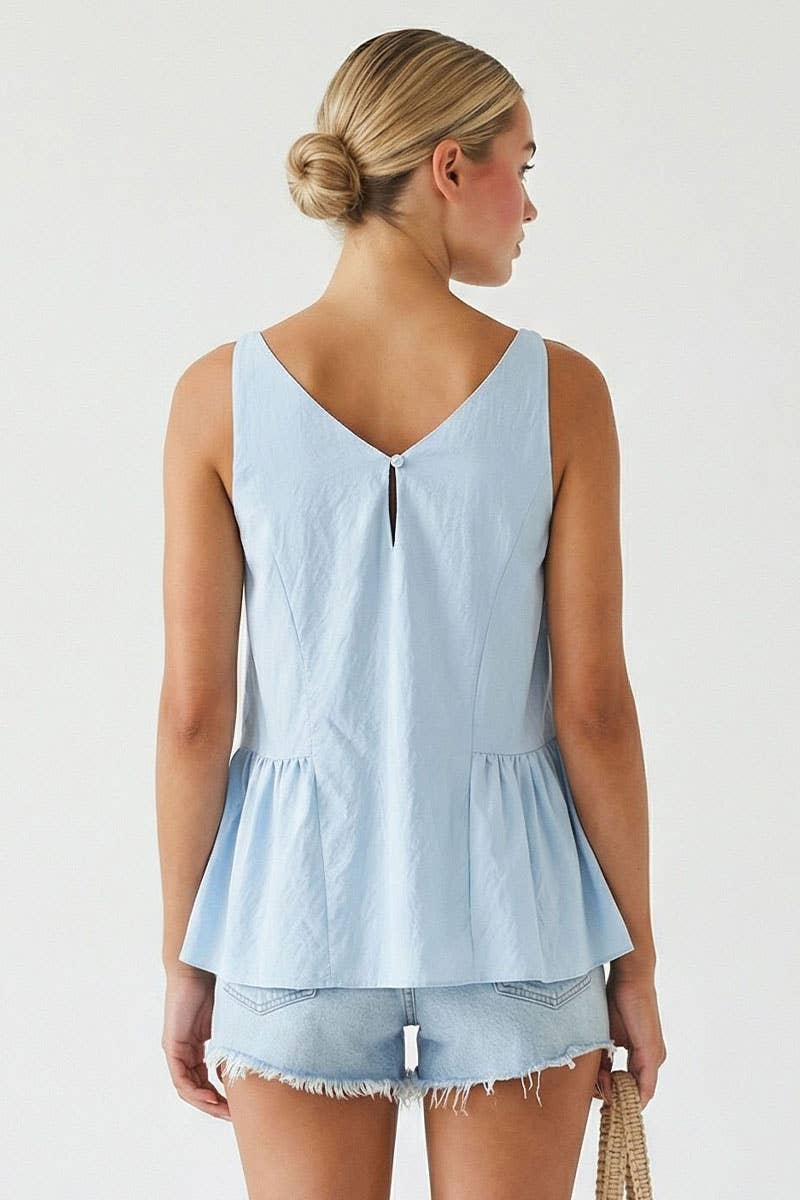 Button Detail Ruffle Tank Top
