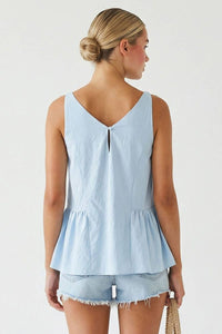 Button Detail Ruffle Tank Top