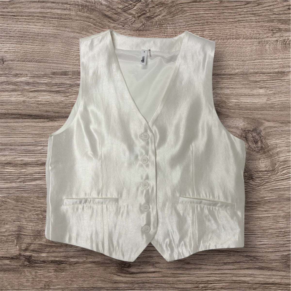 Solid Satin V Neck Vest