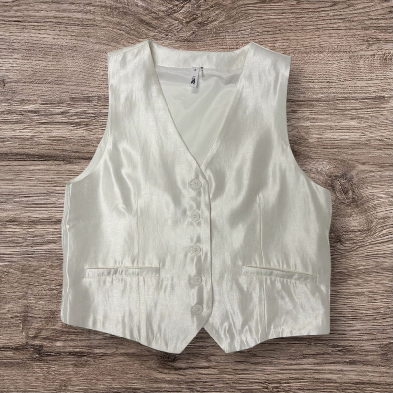 Solid Satin V Neck Vest