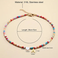 Summer Colorful Beaded Initial Pendant Personalized Necklace
