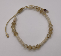 Gold & Tan Bracelet W/ Medium Colorful Beads