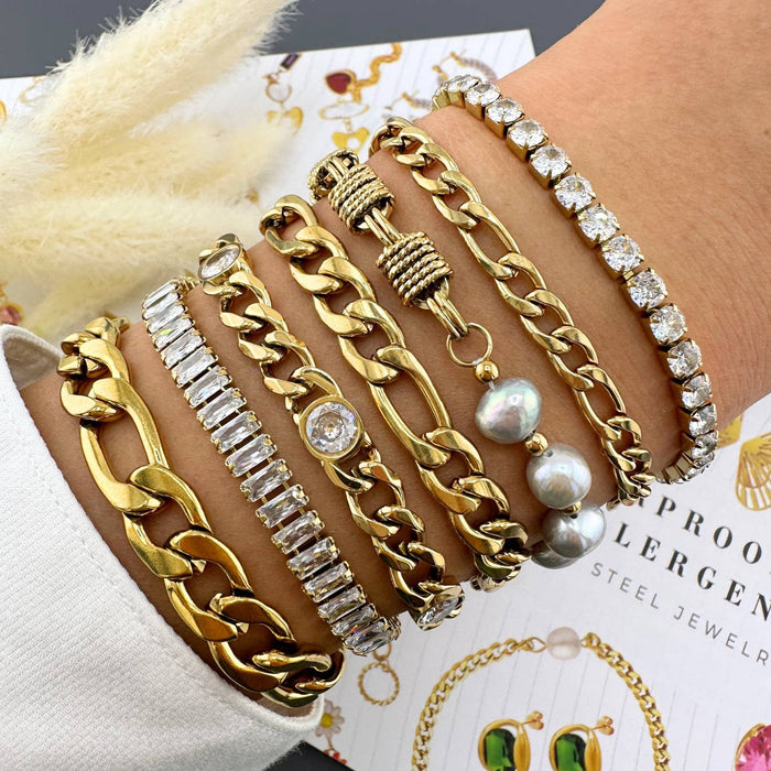Bracelet, 18K Gold Plated Steel
