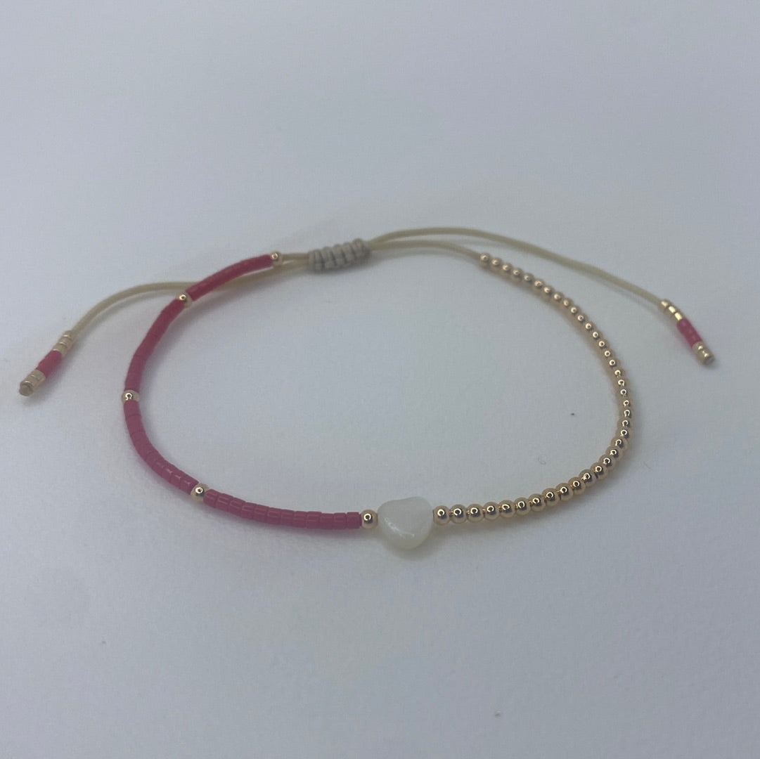 Half-Gold Half-Red W/ Heart Bracelet