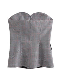 Solid Color Strapless Button Close-Fitting Top