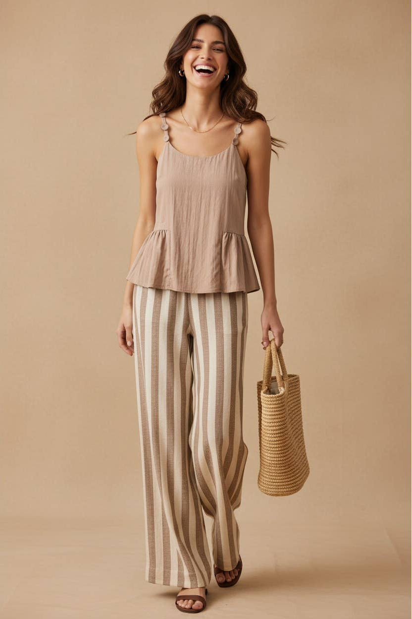 Button Detail Ruffle Tank Top