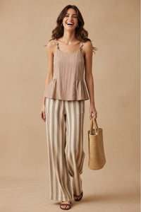 Button Detail Ruffle Tank Top