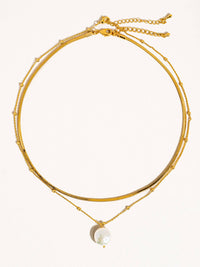 Layered Pearl Chain Necklace