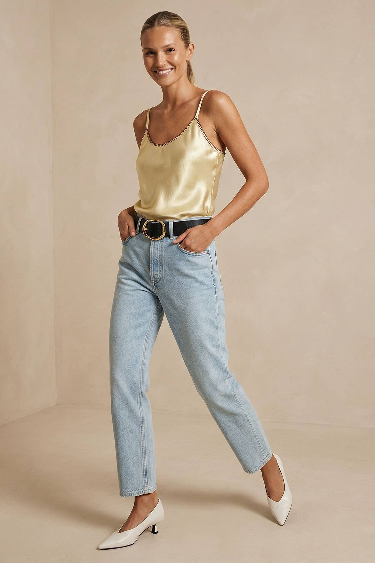 Whipstitch Satin Camisole