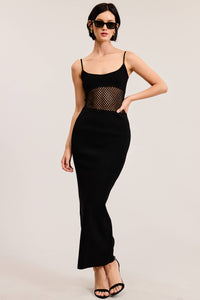 Sexy Midriff Macrame Mesh Slim Fit Maxi Dress