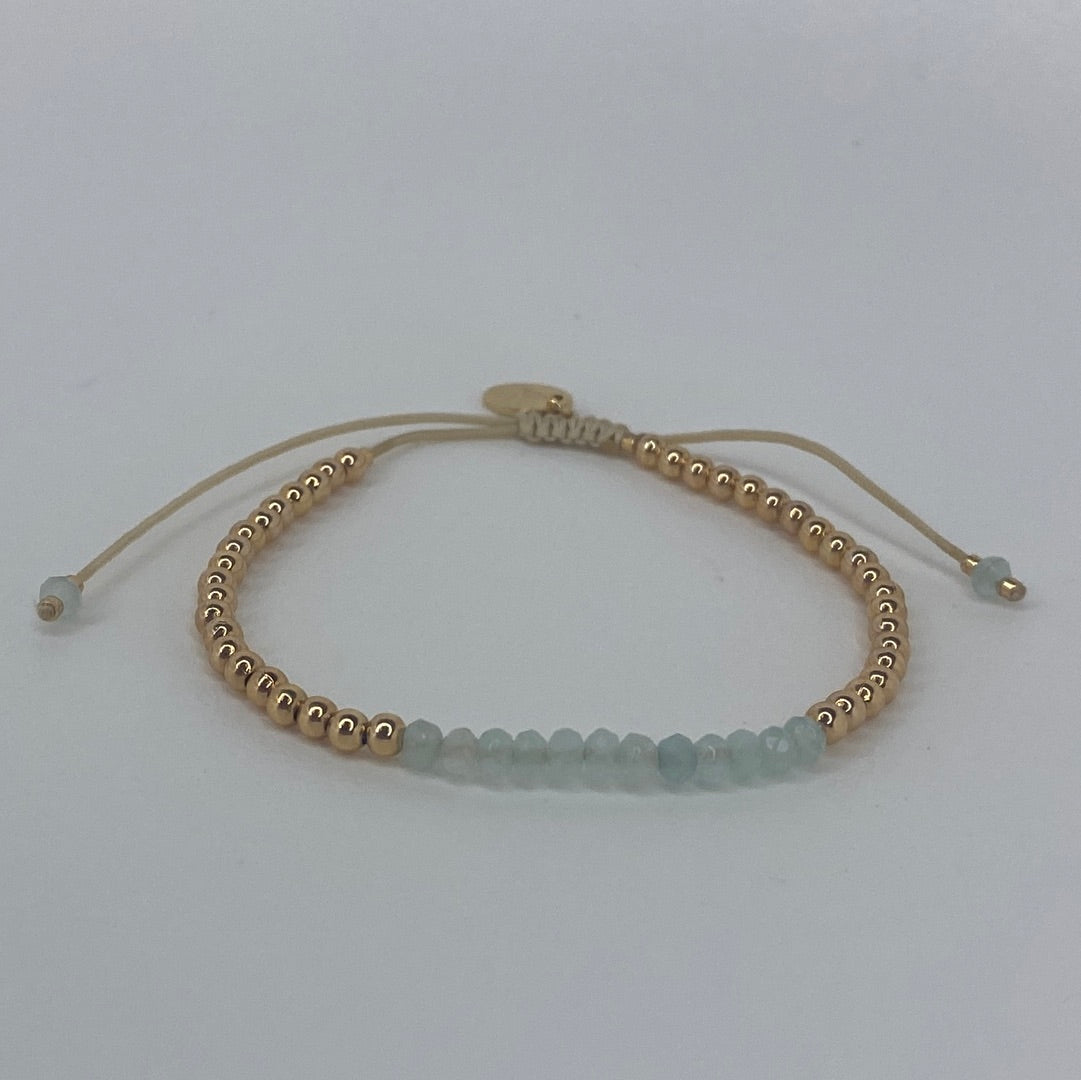 Half-Gold Half-Blue Beaded Bracelet