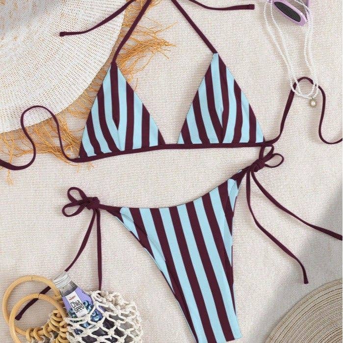Striped Bikini Set With Ties