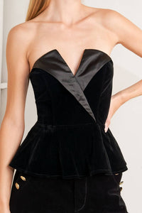 Velvet strapless top
