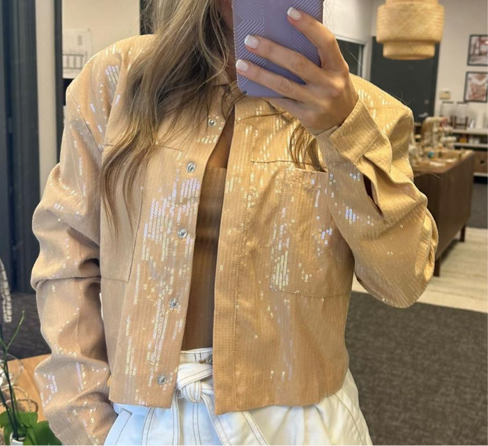 Sequin Cropped Jacket