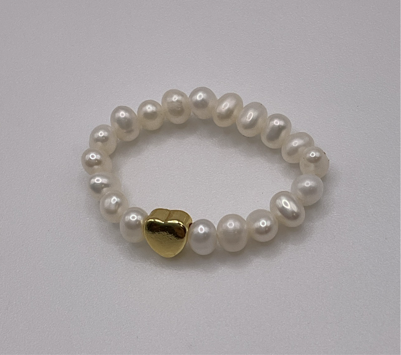 Elastic Pearl W/ Gold Heart