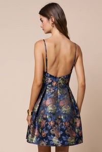 Floral Jacquard Fit & Flare Mini Dress