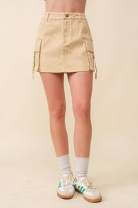 Cargo Pockets Low Waist Mini Denim Skirt