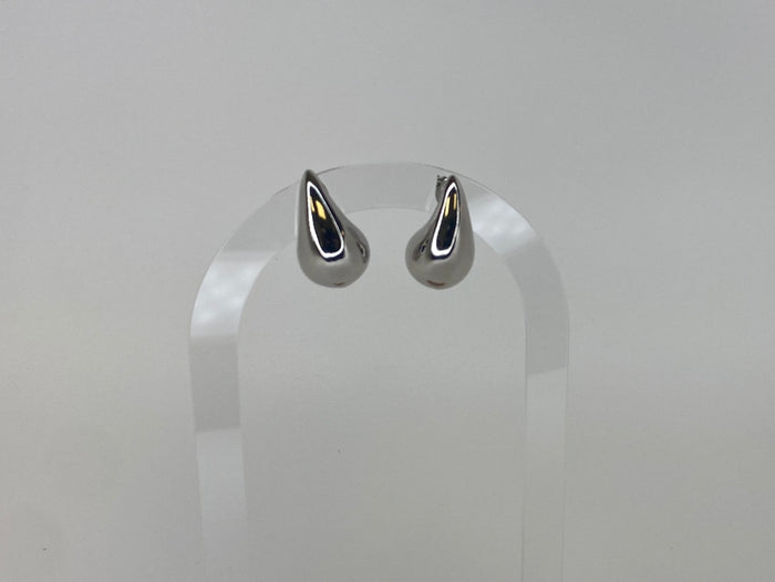 Silver Large Bottega Veneta Earrings Studs