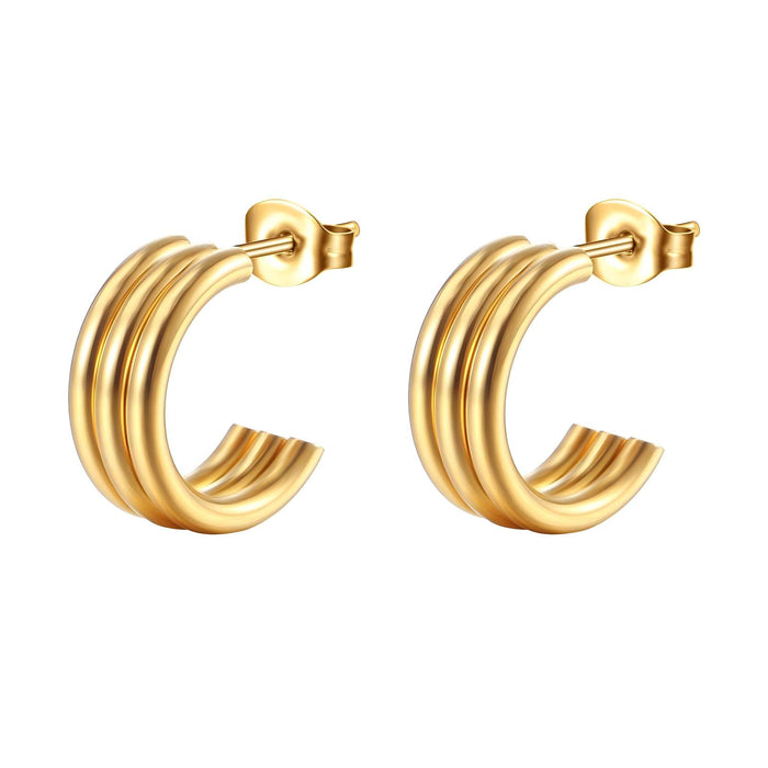Earrings, 18K Gold Plated Steel