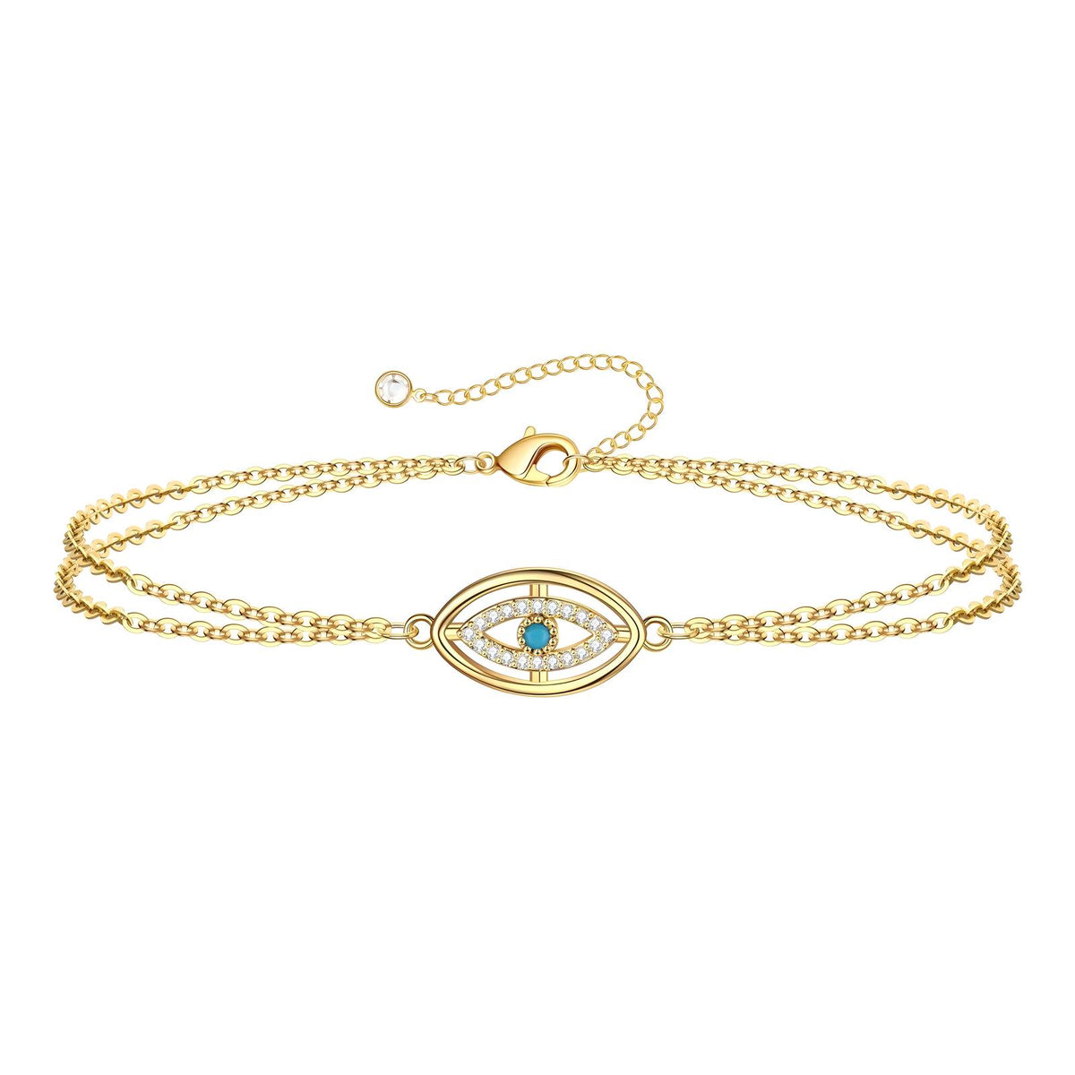 Evil Eye Bracelet, 18K Gold Plated Steel