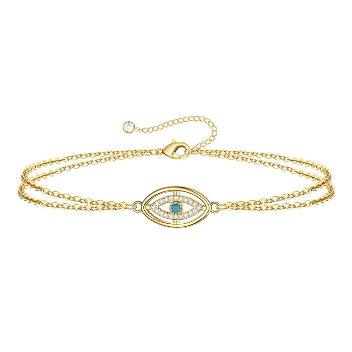 Evil Eye Bracelet, 18K Gold Plated Steel