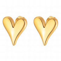 Hearts Earrings, 18K Gold Plated Steel