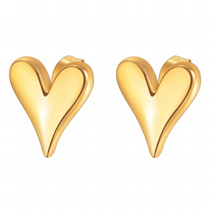 Hearts Earrings, 18K Gold Plated Steel