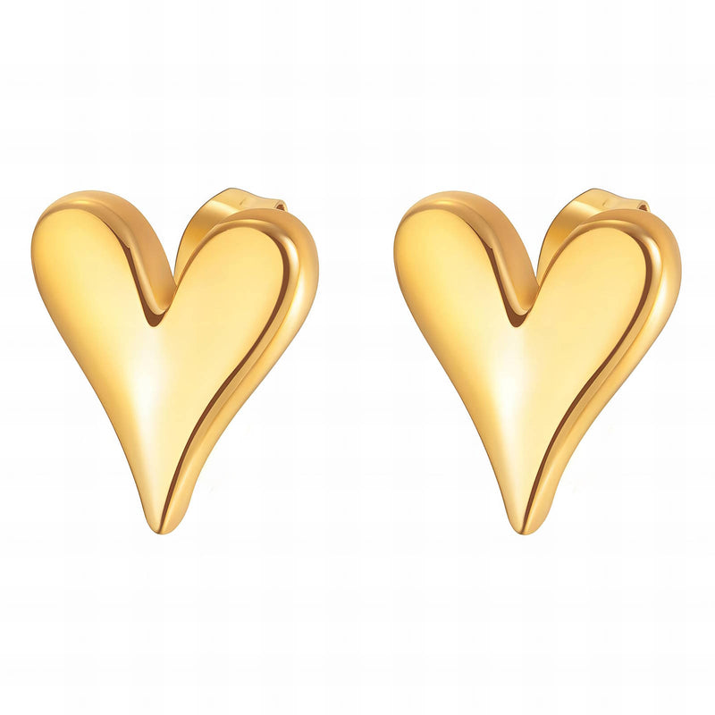 Hearts Earrings, 18K Gold Plated Steel