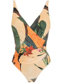 Open Back Wrap Front One Piece Swimsuit with Cover Up Y107