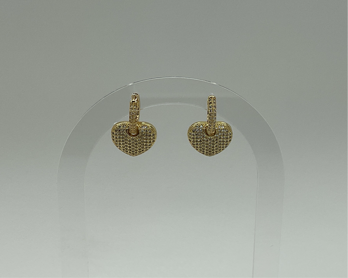 Gold Brilliant Hoops W/ Brilliant Heart