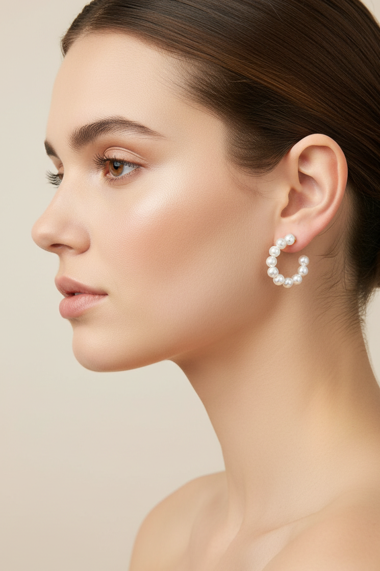 Earrings, 18K Gold Plated Steel