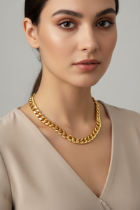Necklace, 18K Gold Plated Steel