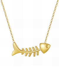 Fish Necklace, 18K Gold Plated Steel