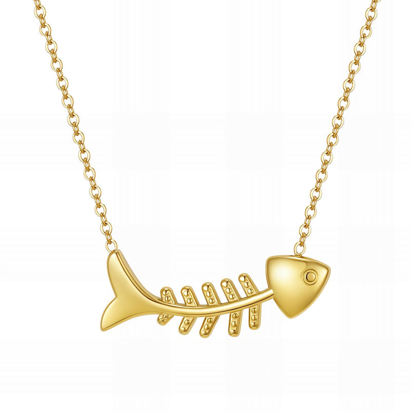 Fish Necklace, 18K Gold Plated Steel