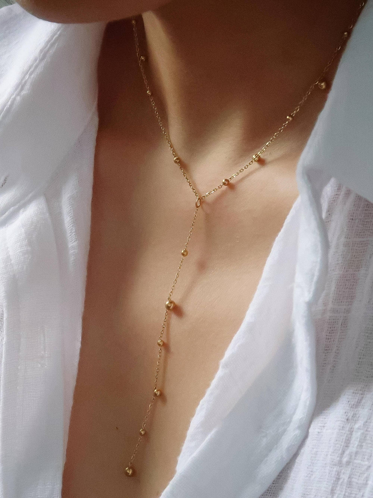 Dressy Beaded Y Lariat Necklace