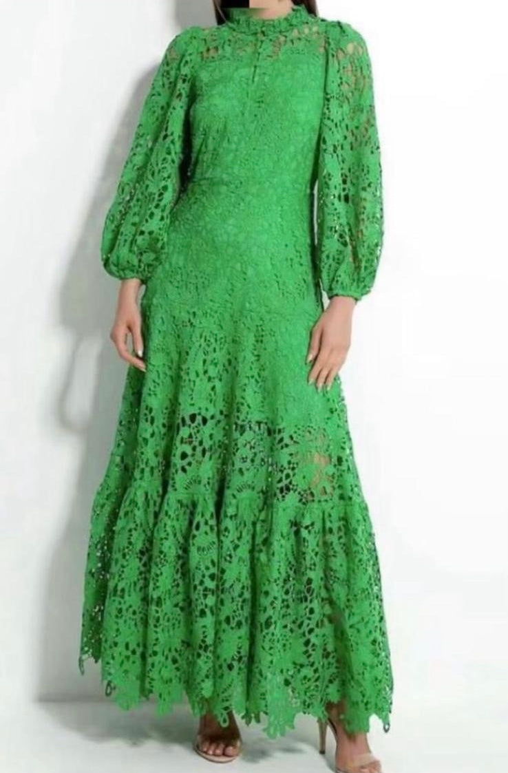 Green Embroidered Maxi Dress