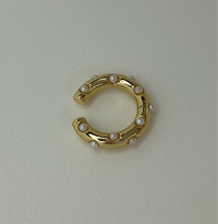 Gold Hoop W/Pearl Ear Cuff