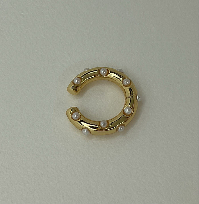 Gold Hoop W/Pearl Ear Cuff