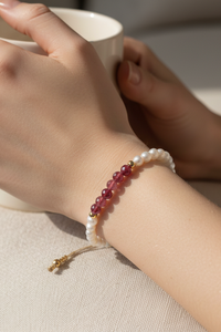 Gold & Pearl Bead W/ Purple Bracelet