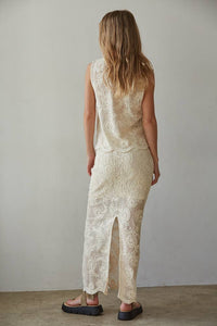 Woven Cotton Floral Lace Work Sleeveless Top