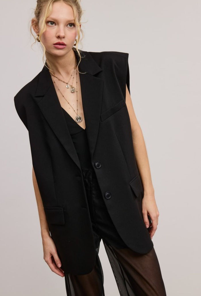 Front Pockets Collar Vest