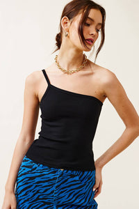 Sleek One-Shoulder Spaghetti Strap Tank Top