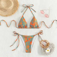 2 Piece Flower Print Bikini Swimsuit