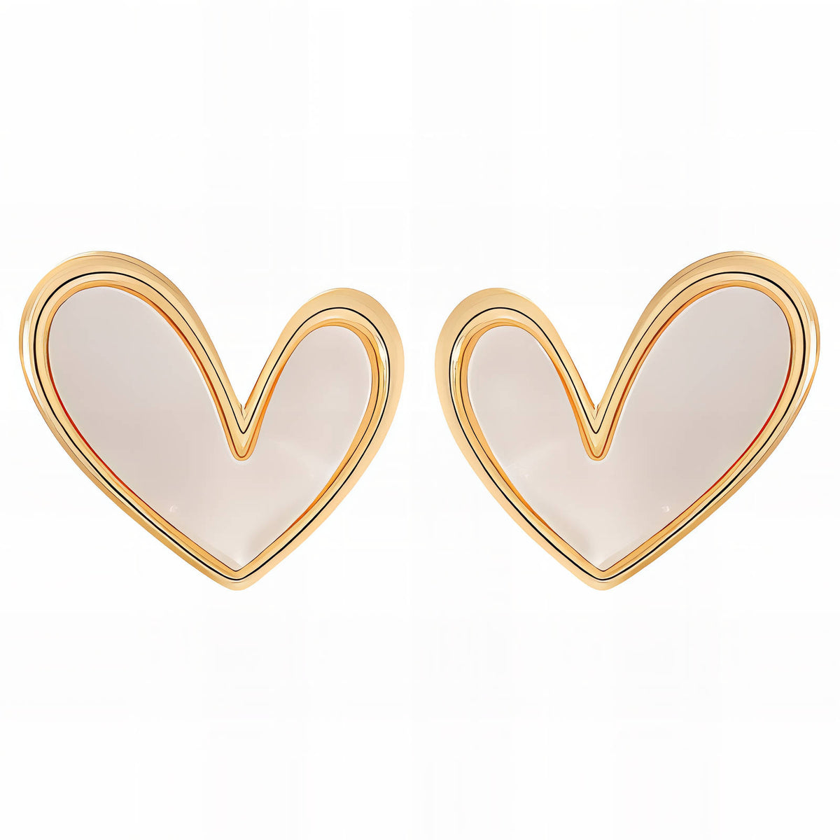 Hearts Earrings, 18K Gold Plated Steel