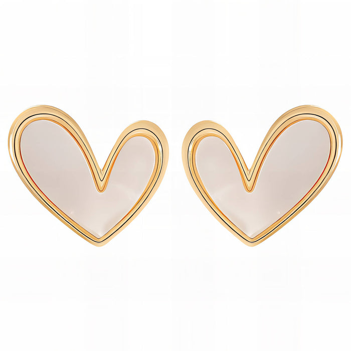 Hearts Earrings, 18K Gold Plated Steel