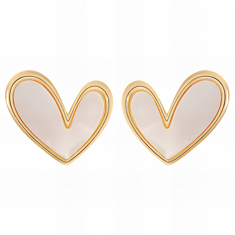 Hearts Earrings, 18K Gold Plated Steel