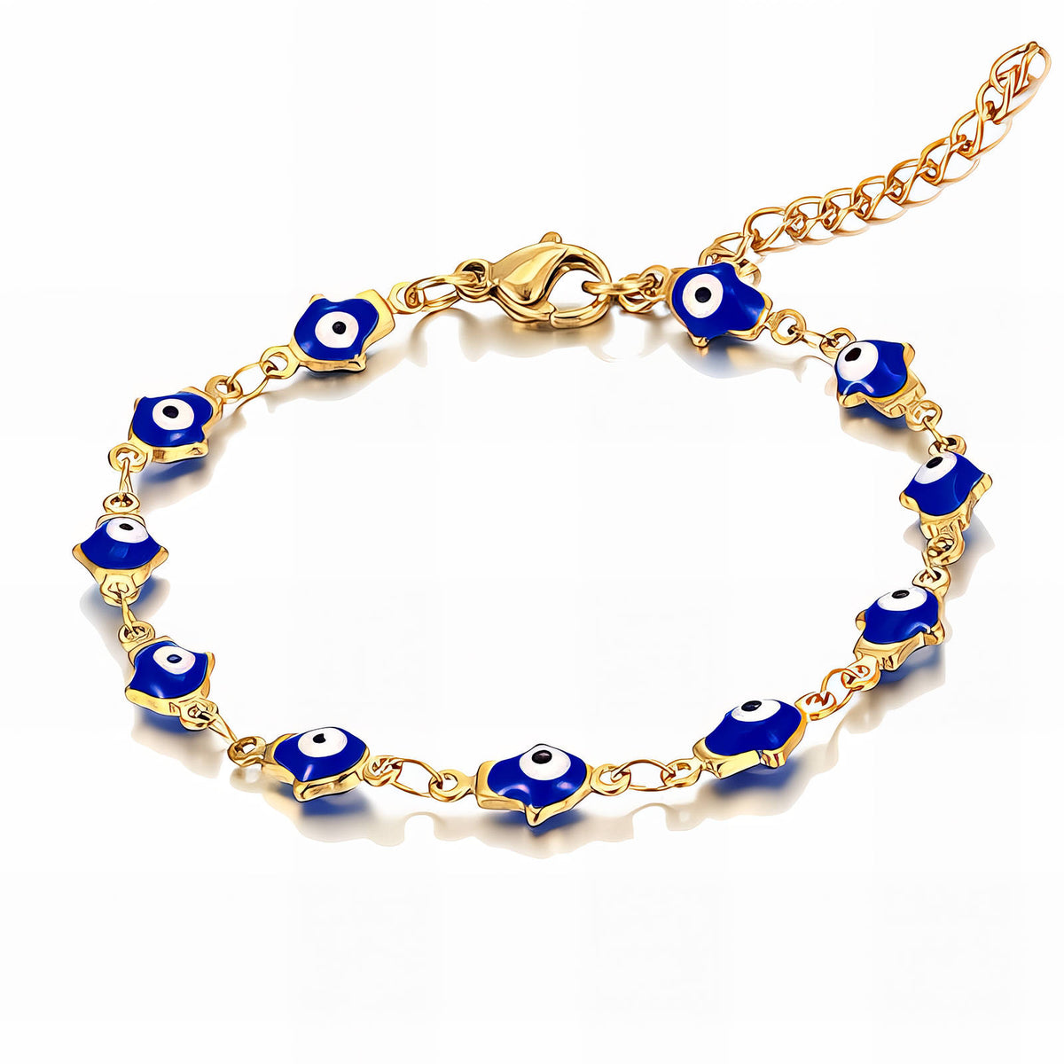 Evil Eyes Bracelet, 18K Gold Plated Steel