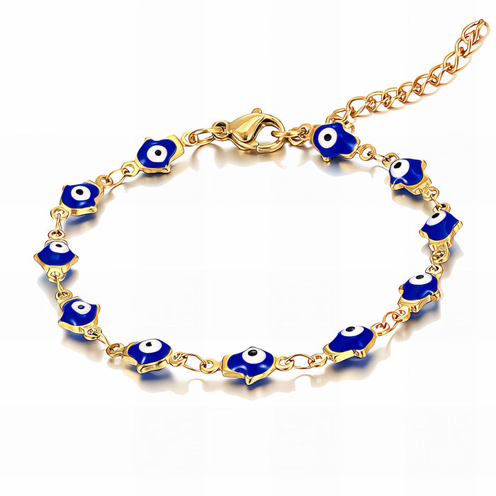 Evil Eyes Bracelet, 18K Gold Plated Steel