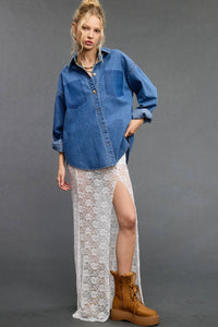 Buttoned Denim Shirt with Contrast Pocket Detail