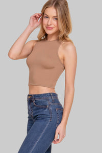 Racerback Texture Seamless Crop Tank Top